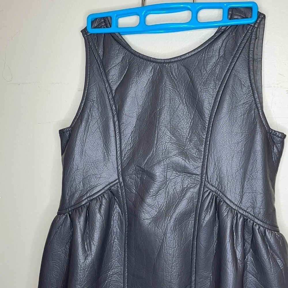 Minimal Girls PU Faux Leather Sleeveless Babydoll Dress Size 16 Youth